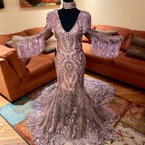Rose Gold - Custom Made Prom dress with a long train